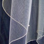 Pencil Edge veil in silver metallic thread