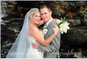 The mantilla veil is a 67 inch circle making it a chapel veil for this bride.  Chapel length veils end a floor level.