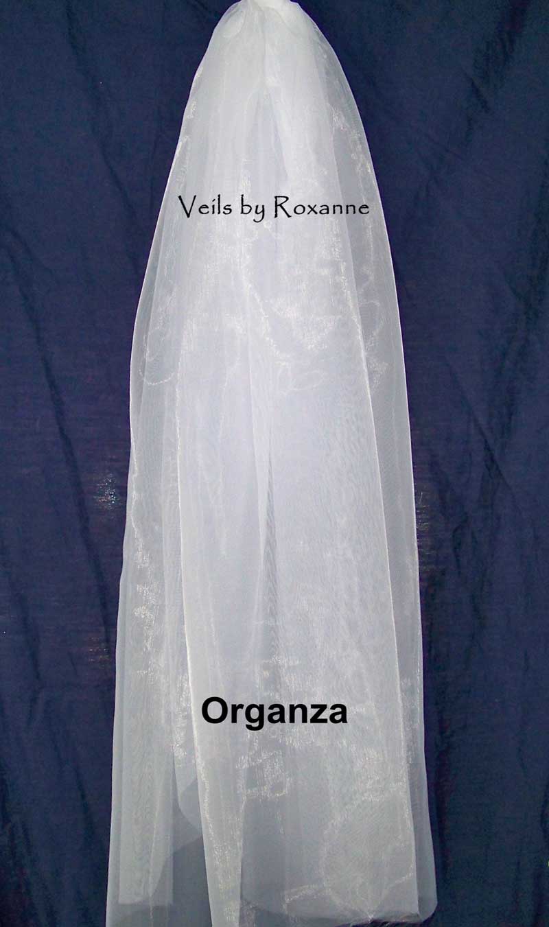 Pencil Edge Chiffon Organza or English Net 1 Tier Cathedral Veil