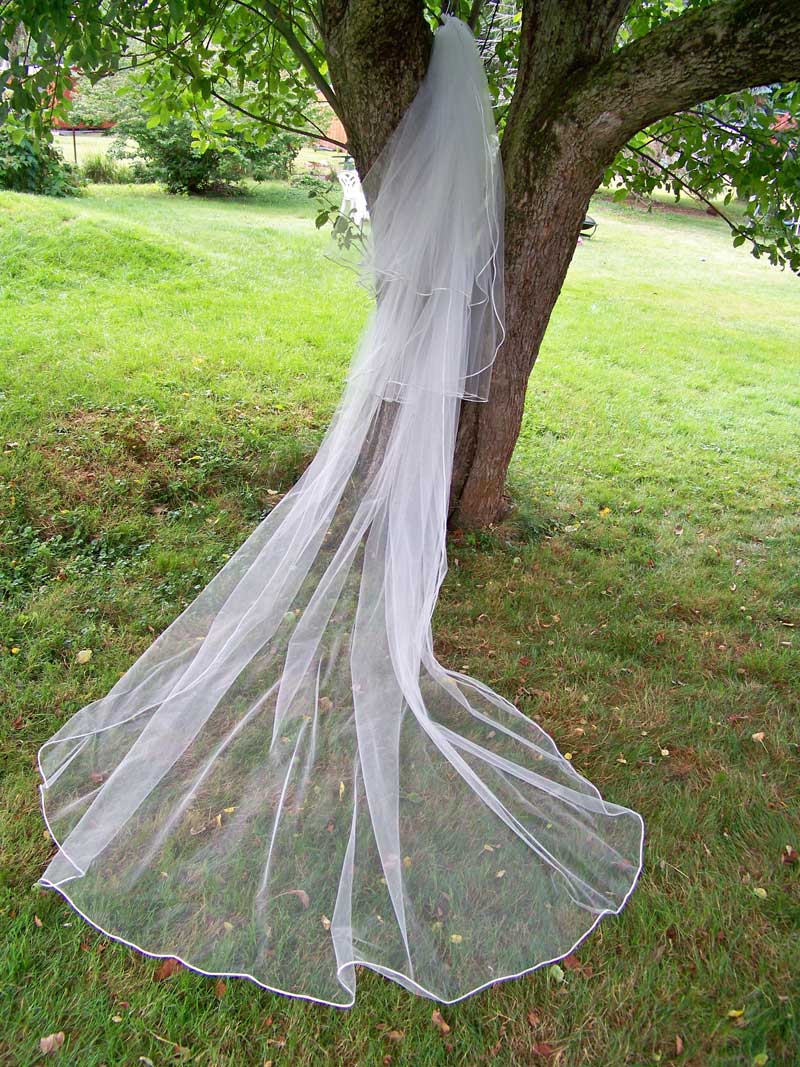 Cascade Floor Length Veil with Corded Edge - VALLEY