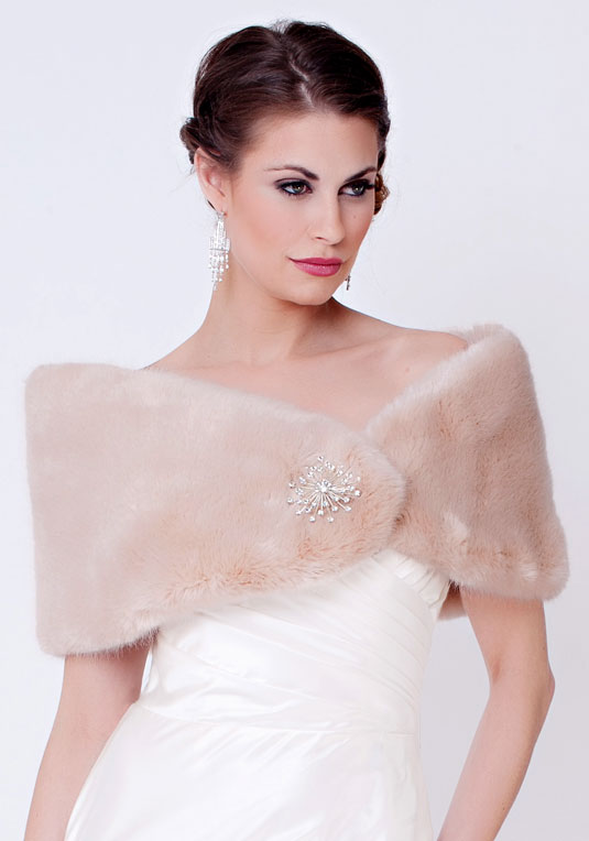 blush fur shawl